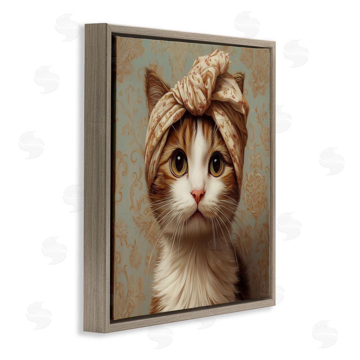 Jim Baldwin Cat with Fashionable Turban Canvas Wall Art Print