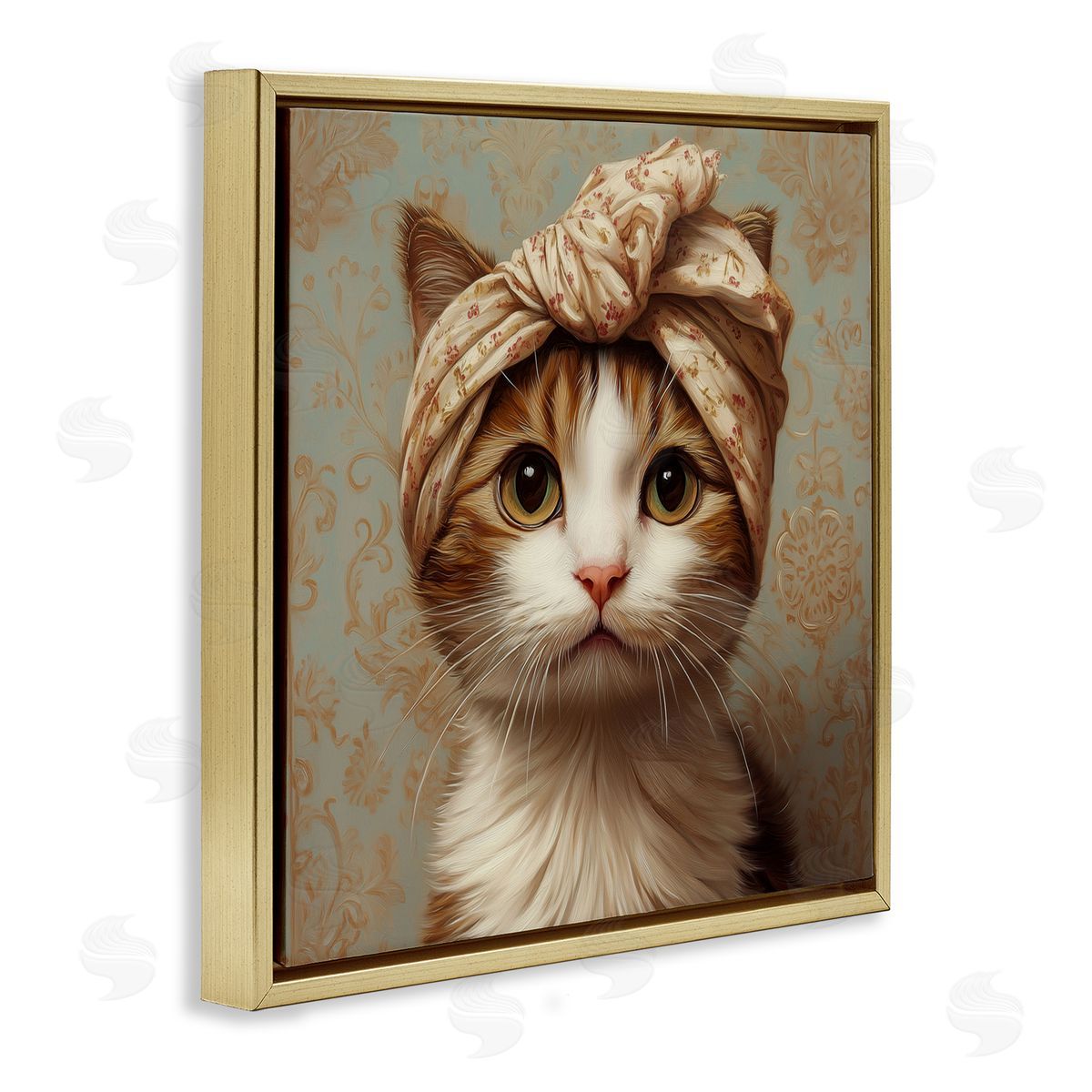 Jim Baldwin Cat with Fashionable Turban Canvas Wall Art Print