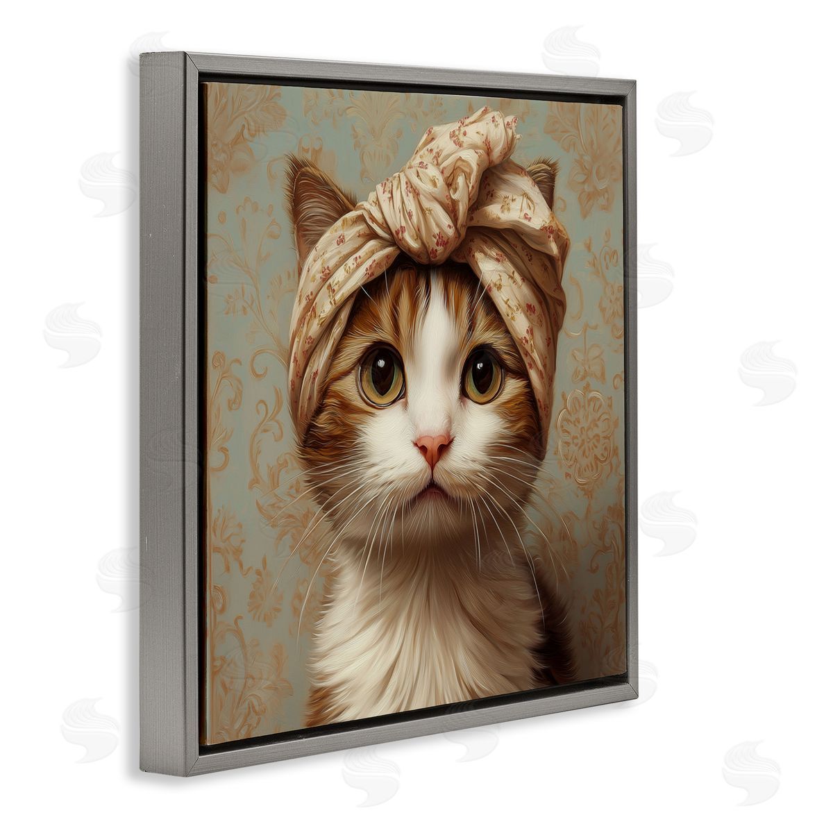 Jim Baldwin Cat with Fashionable Turban Canvas Wall Art Print