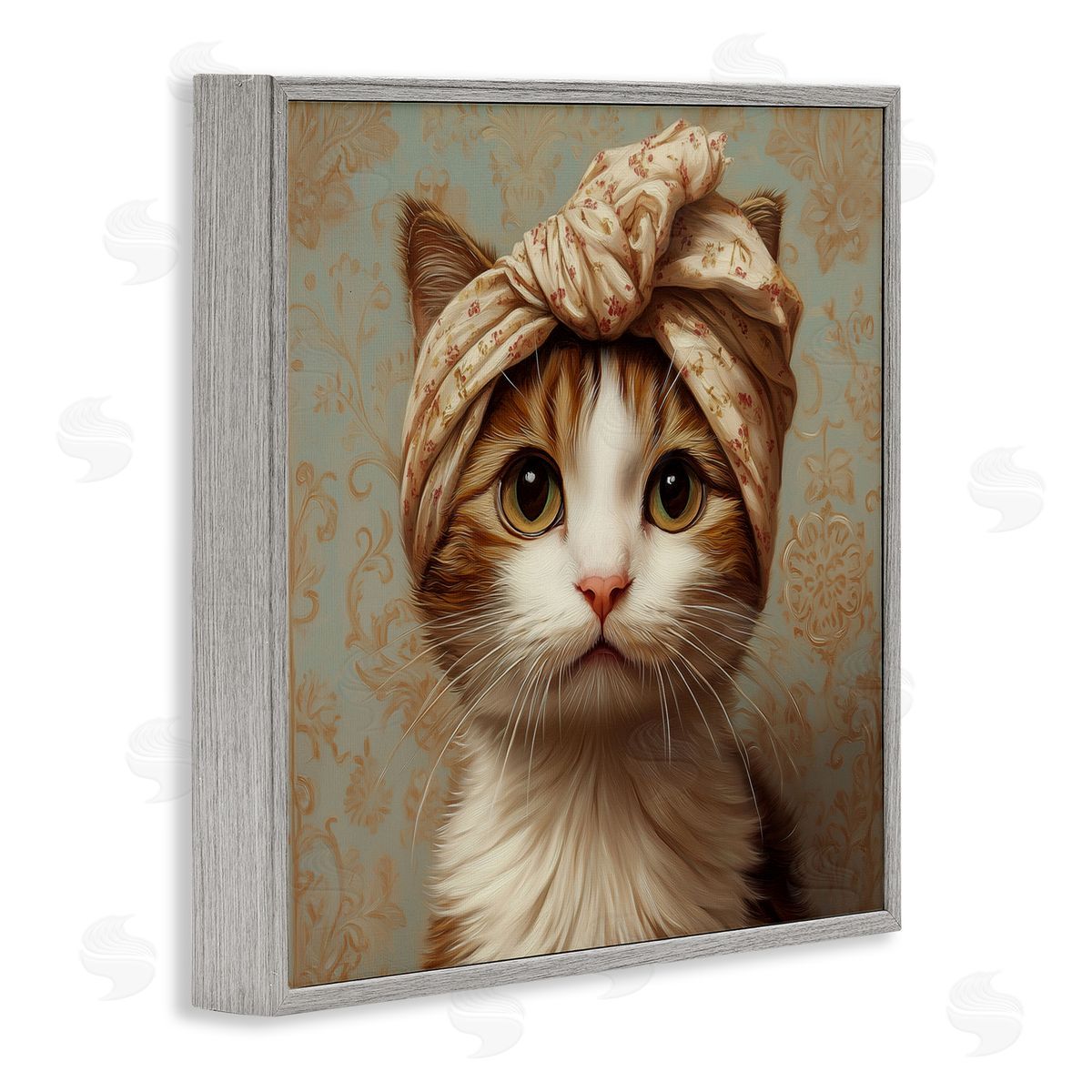 Jim Baldwin Cat with Fashionable Turban Canvas Wall Art Print