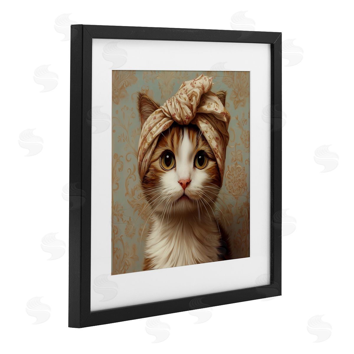 Jim Baldwin Cat with Fashionable Turban Canvas Wall Art Print