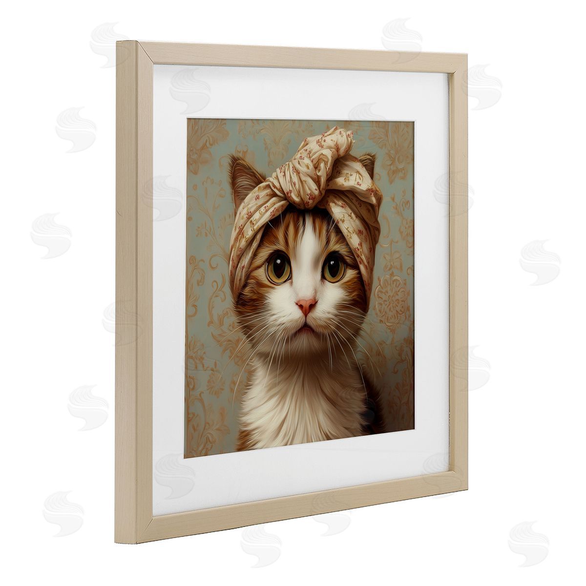 Jim Baldwin Cat with Fashionable Turban Canvas Wall Art Print