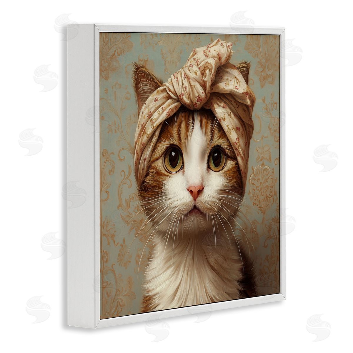 Jim Baldwin Cat with Fashionable Turban Canvas Wall Art Print