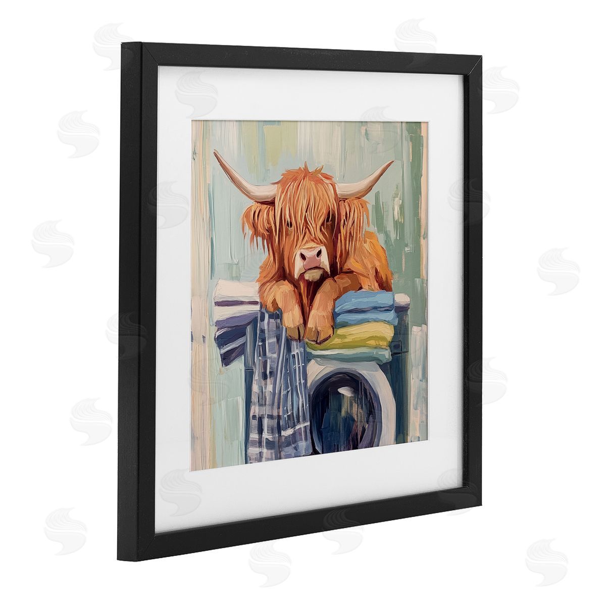 Nina Blue More Laundry Tired Cow Canvas Wall Art Print