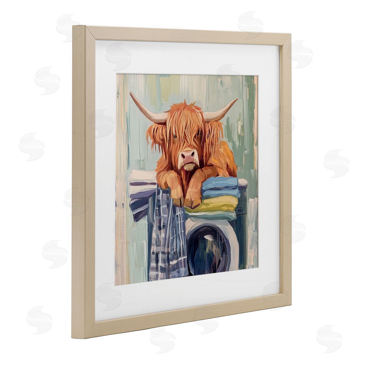 Nina Blue More Laundry Tired Cow Canvas Wall Art Print
