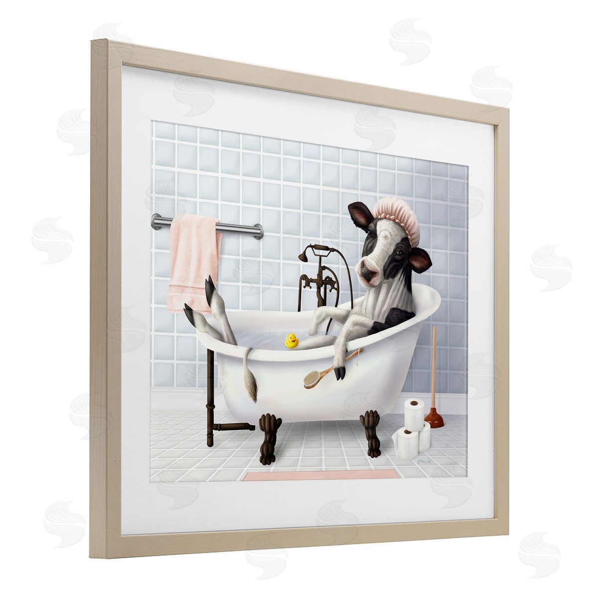 Mehu Art Cow & Rubber Duck in Bath Canvas Wall Art Print