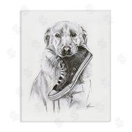 Lindsay Kivi Fine Art | Golden Retriever Biting Sneaker