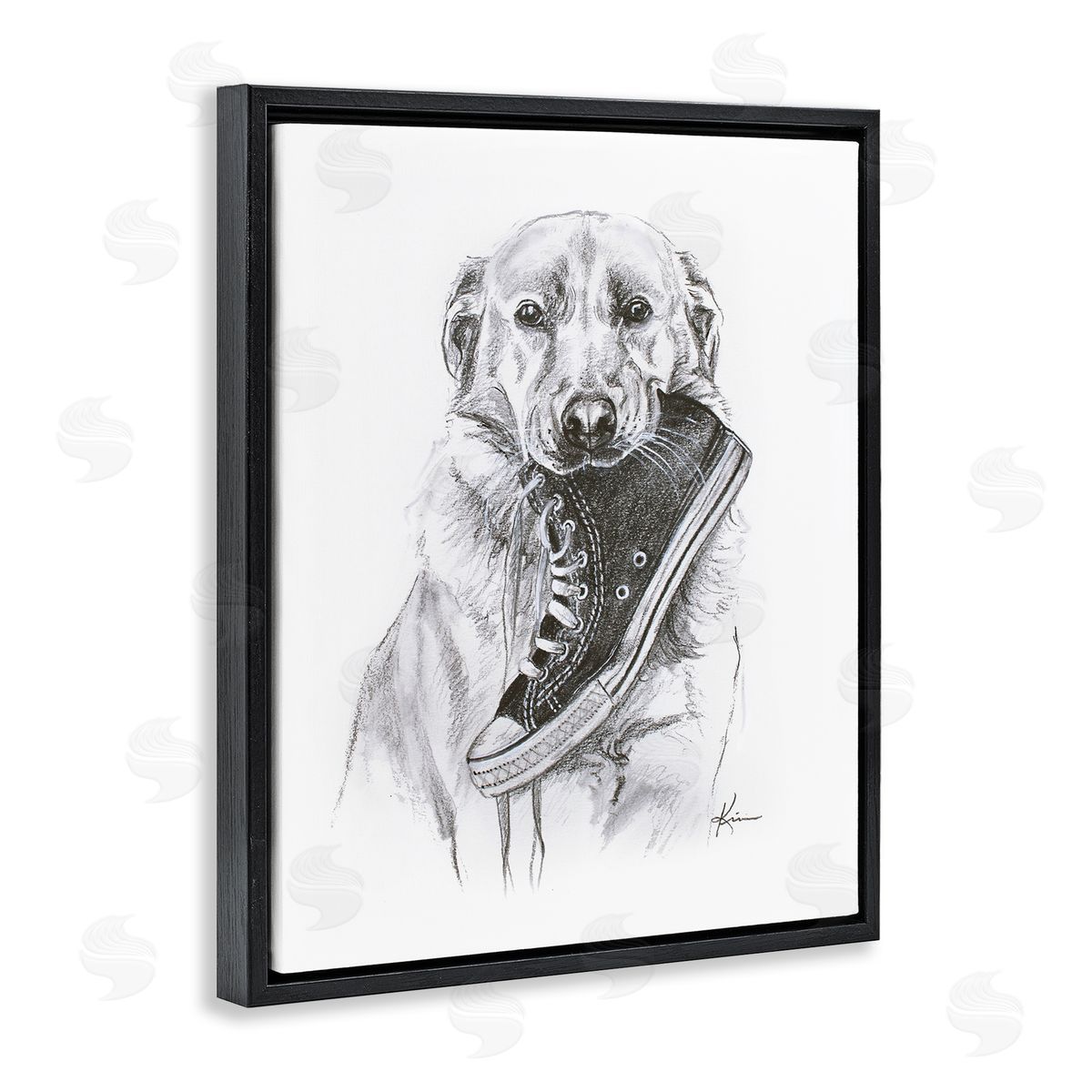 Lindsay Kivi Fine Art Golden Retriever Biting Sneaker Canvas Wall Art Print