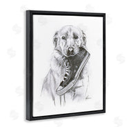 Lindsay Kivi Fine Art | Golden Retriever Biting Sneaker