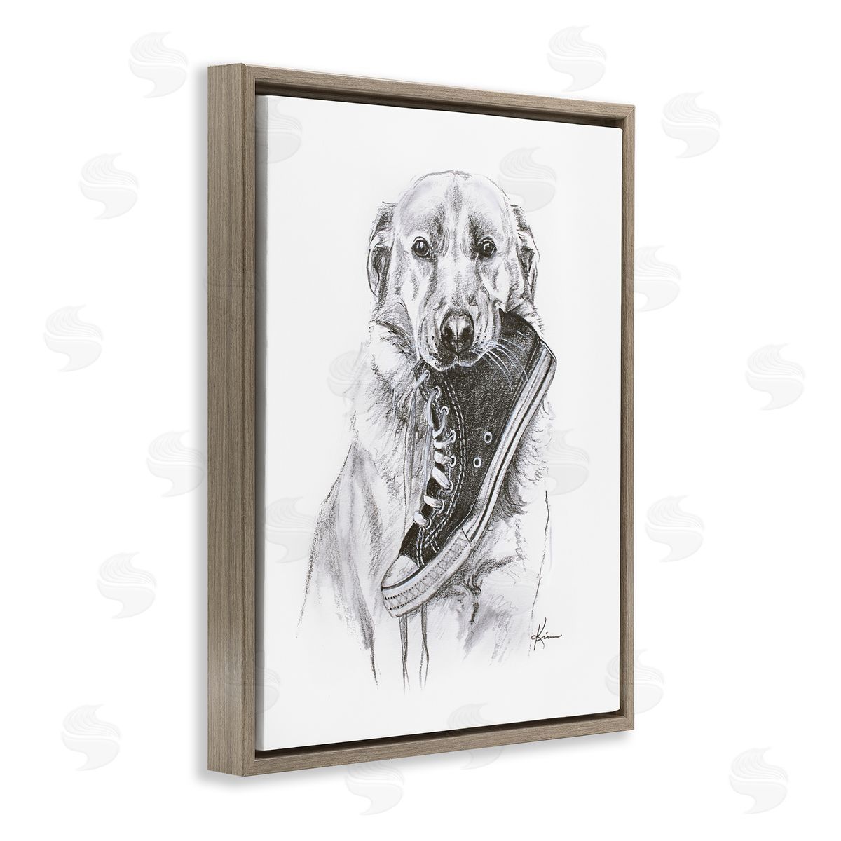 Lindsay Kivi Fine Art Golden Retriever Biting Sneaker Canvas Wall Art Print