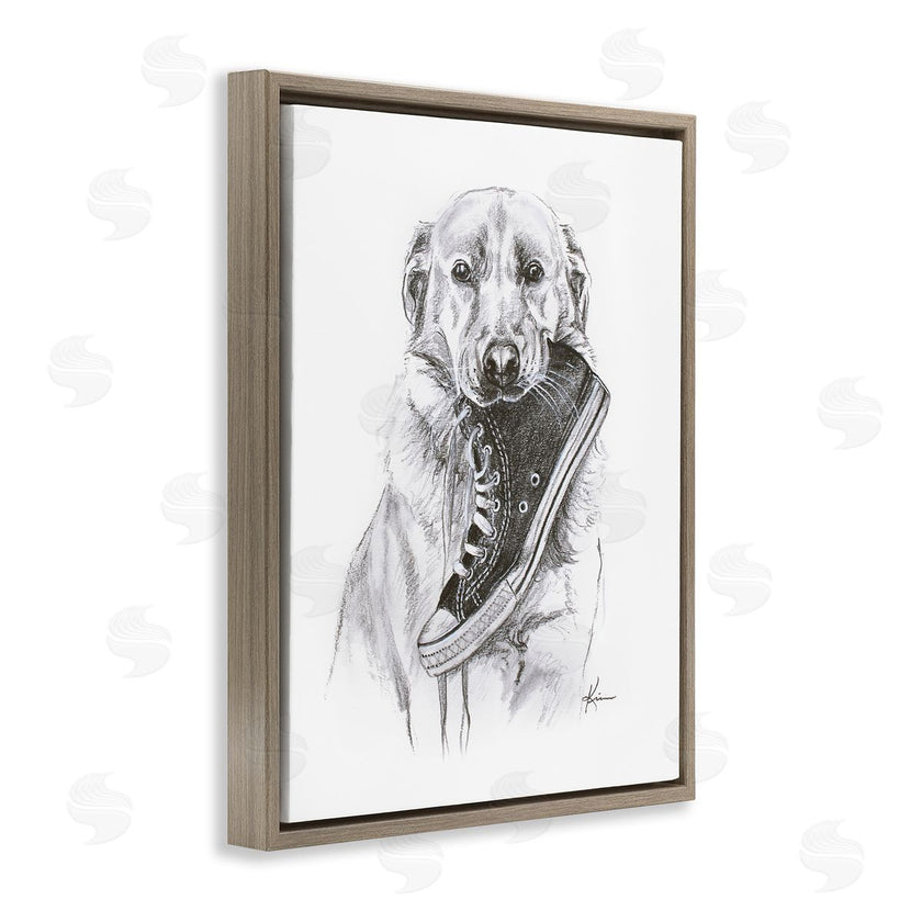 Lindsay Kivi Fine Art | Golden Retriever Biting Sneaker