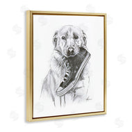 Lindsay Kivi Fine Art | Golden Retriever Biting Sneaker