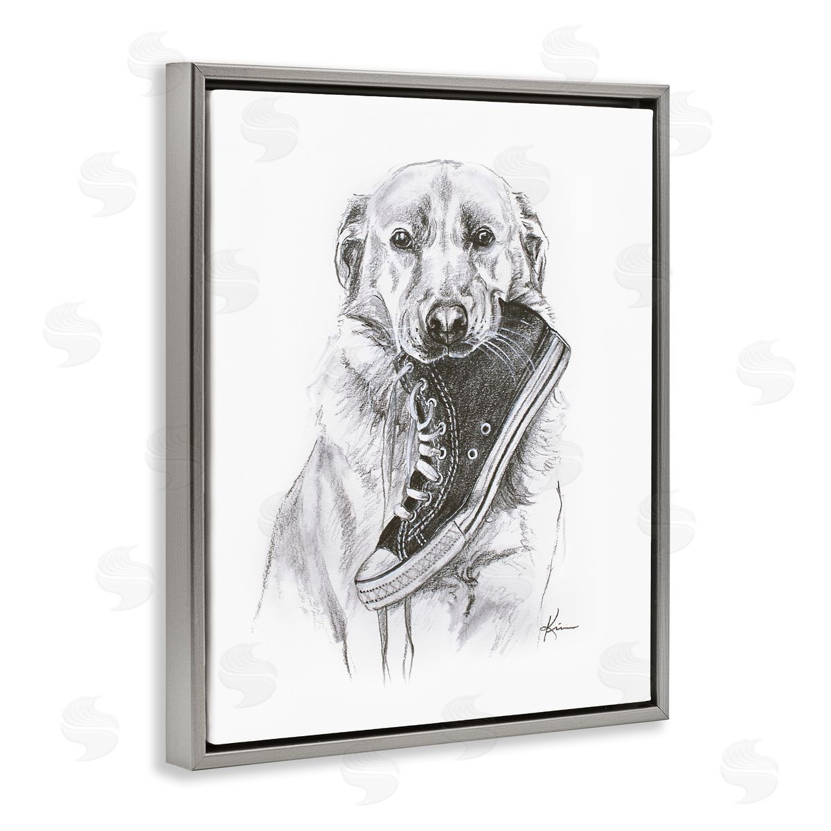 Lindsay Kivi Fine Art Golden Retriever Biting Sneaker Canvas Wall Art Print
