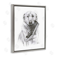 Lindsay Kivi Fine Art | Golden Retriever Biting Sneaker