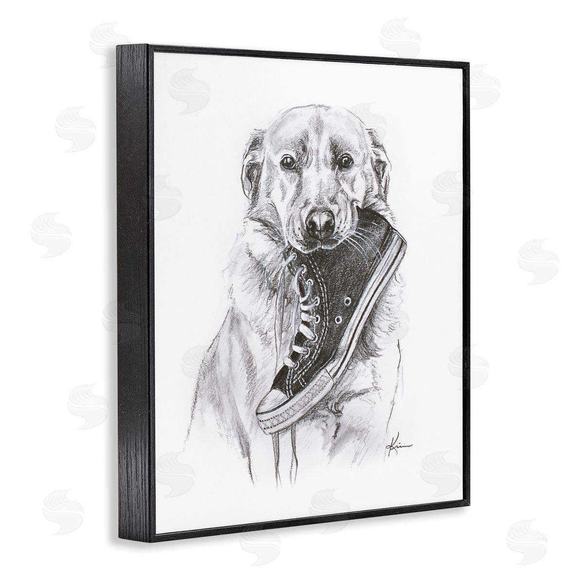 Lindsay Kivi Fine Art Golden Retriever Biting Sneaker Canvas Wall Art Print