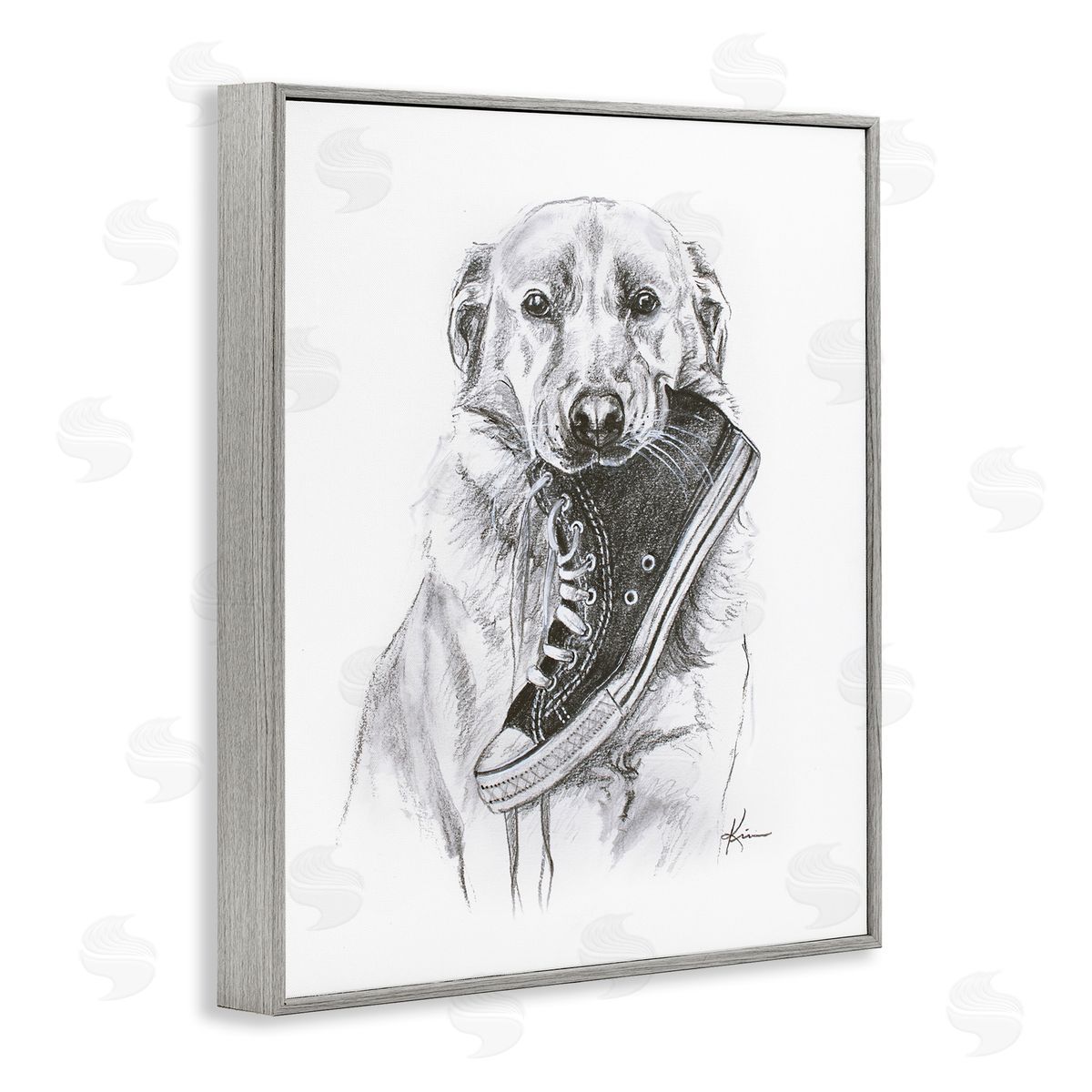 Lindsay Kivi Fine Art Golden Retriever Biting Sneaker Canvas Wall Art Print