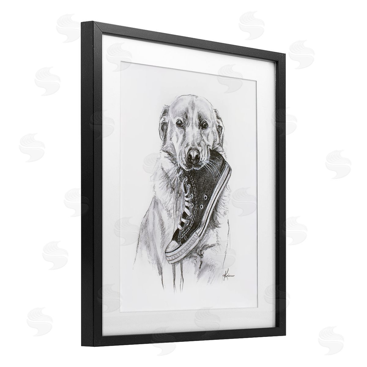 Lindsay Kivi Fine Art Golden Retriever Biting Sneaker Canvas Wall Art Print