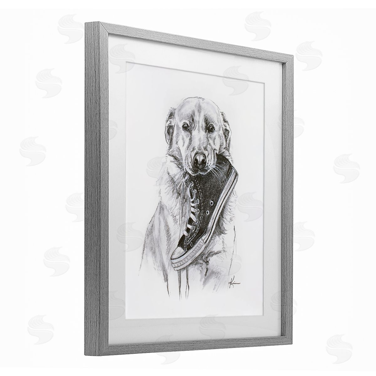 Lindsay Kivi Fine Art Golden Retriever Biting Sneaker Canvas Wall Art Print