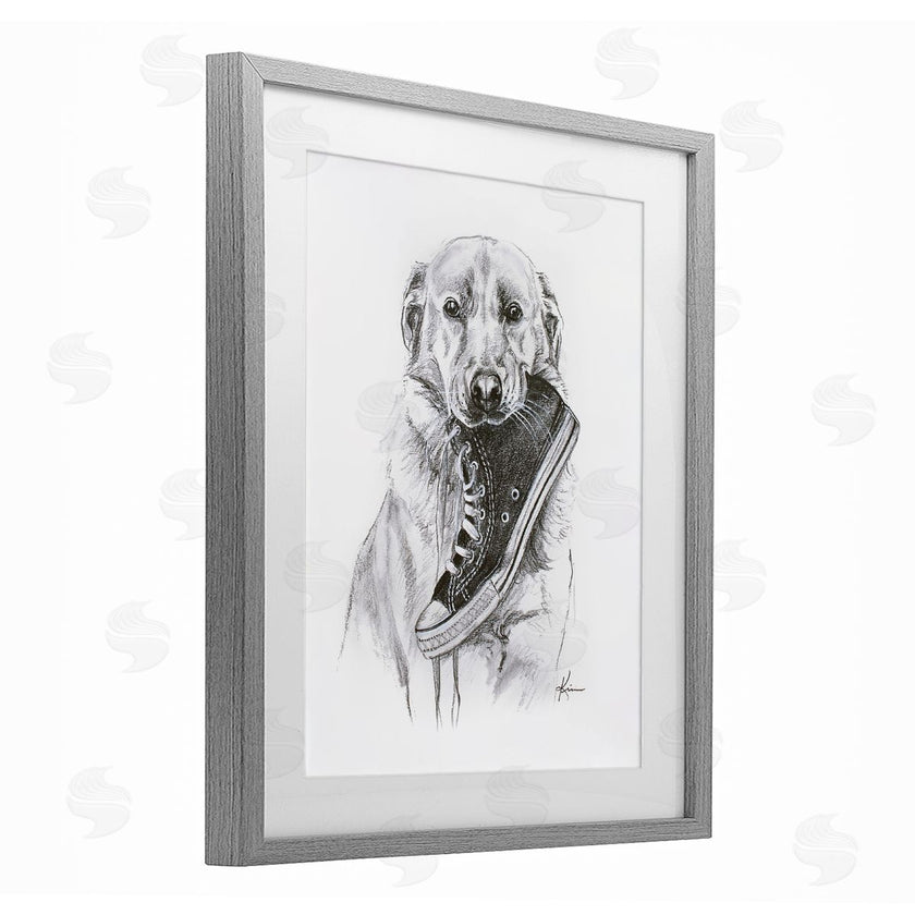 Lindsay Kivi Fine Art | Golden Retriever Biting Sneaker