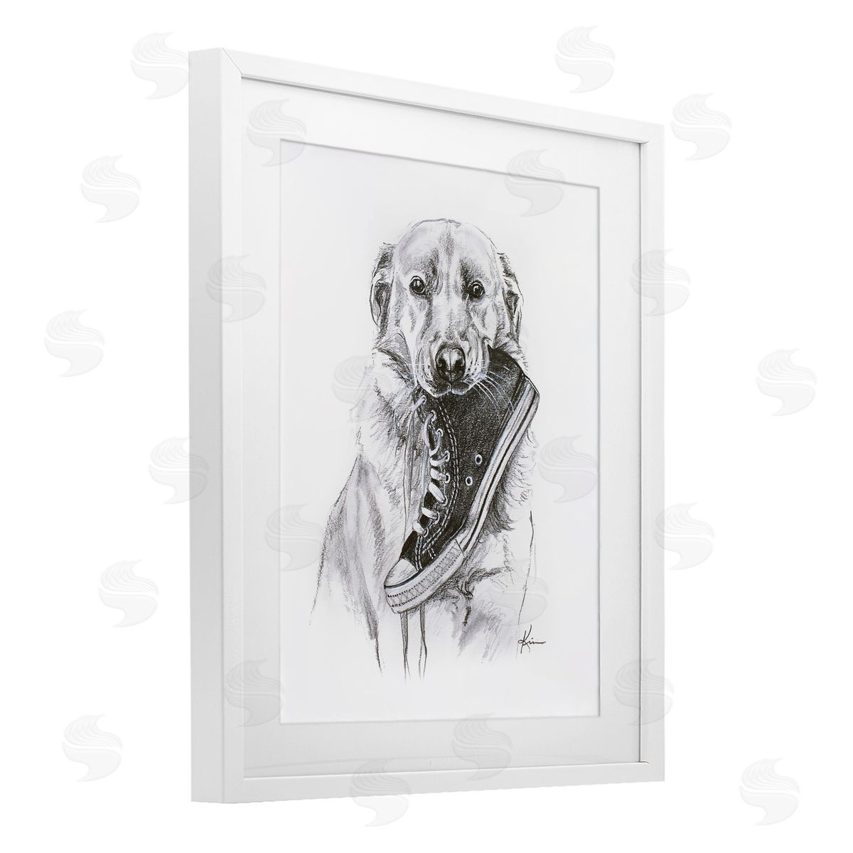 Lindsay Kivi Fine Art Golden Retriever Biting Sneaker Canvas Wall Art Print