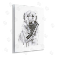 Lindsay Kivi Fine Art | Golden Retriever Biting Sneaker