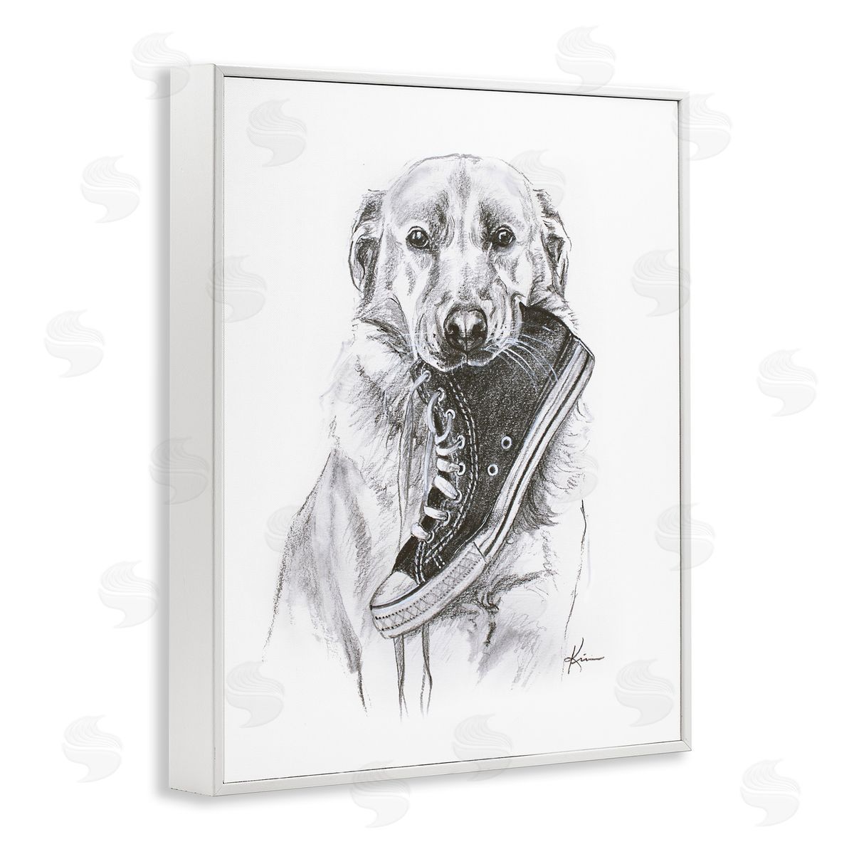 Lindsay Kivi Fine Art Golden Retriever Biting Sneaker Canvas Wall Art Print