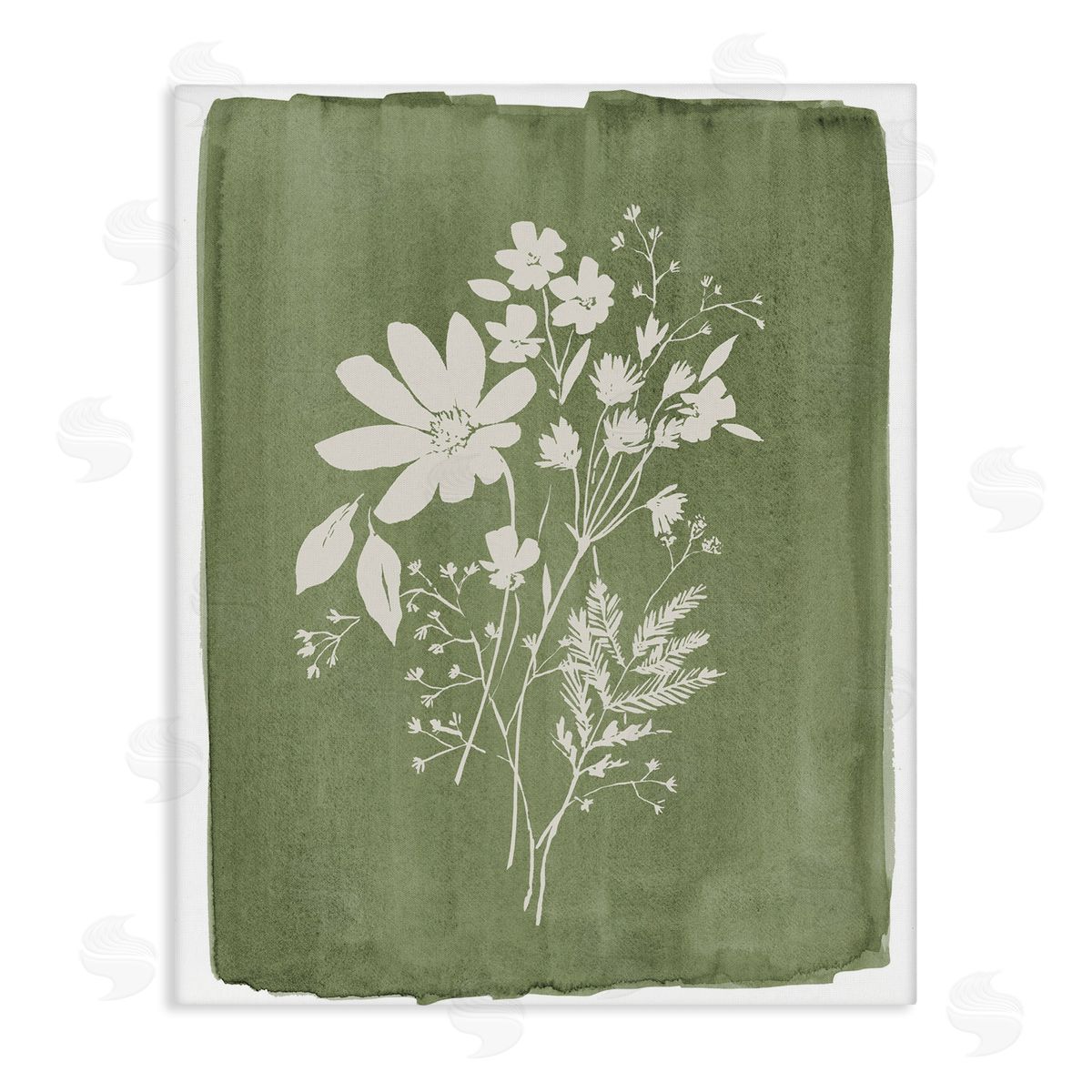 Stephanie Ryan Wildflowers on Olive Green Canvas Wall Art Print
