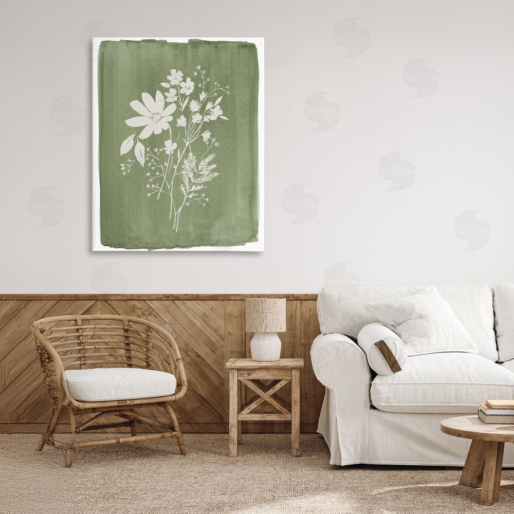Stephanie Ryan Wildflowers on Olive Green Printed Wall Art in Room