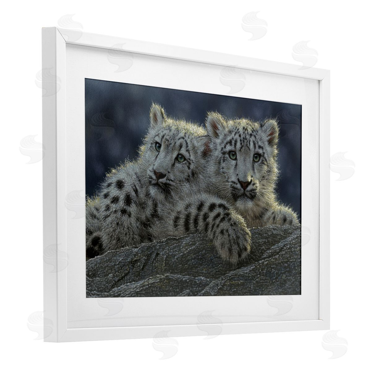 Collin Bogle Snow Leopard Cuddle Canvas Wall Art Print