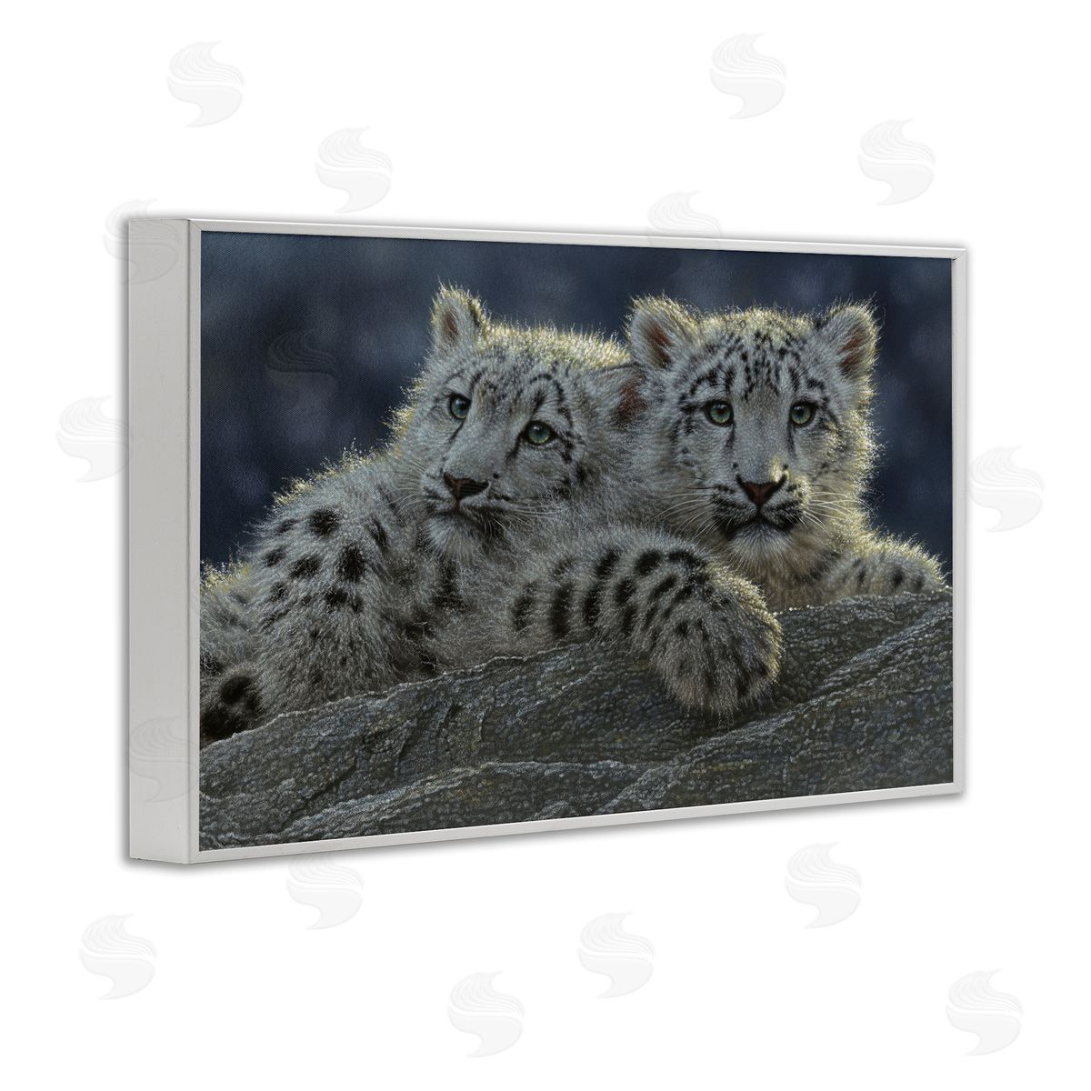Collin Bogle Snow Leopard Cuddle Canvas Wall Art Print