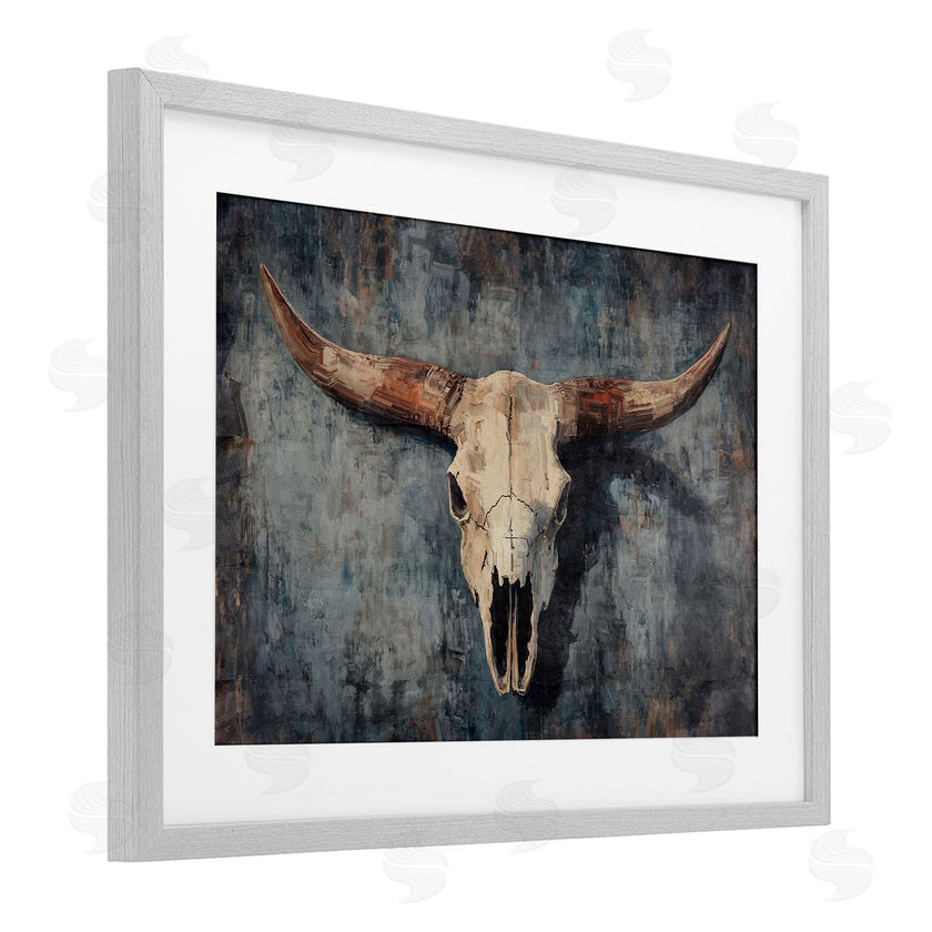 Nina Blue | Antique Distressed Cow Skull