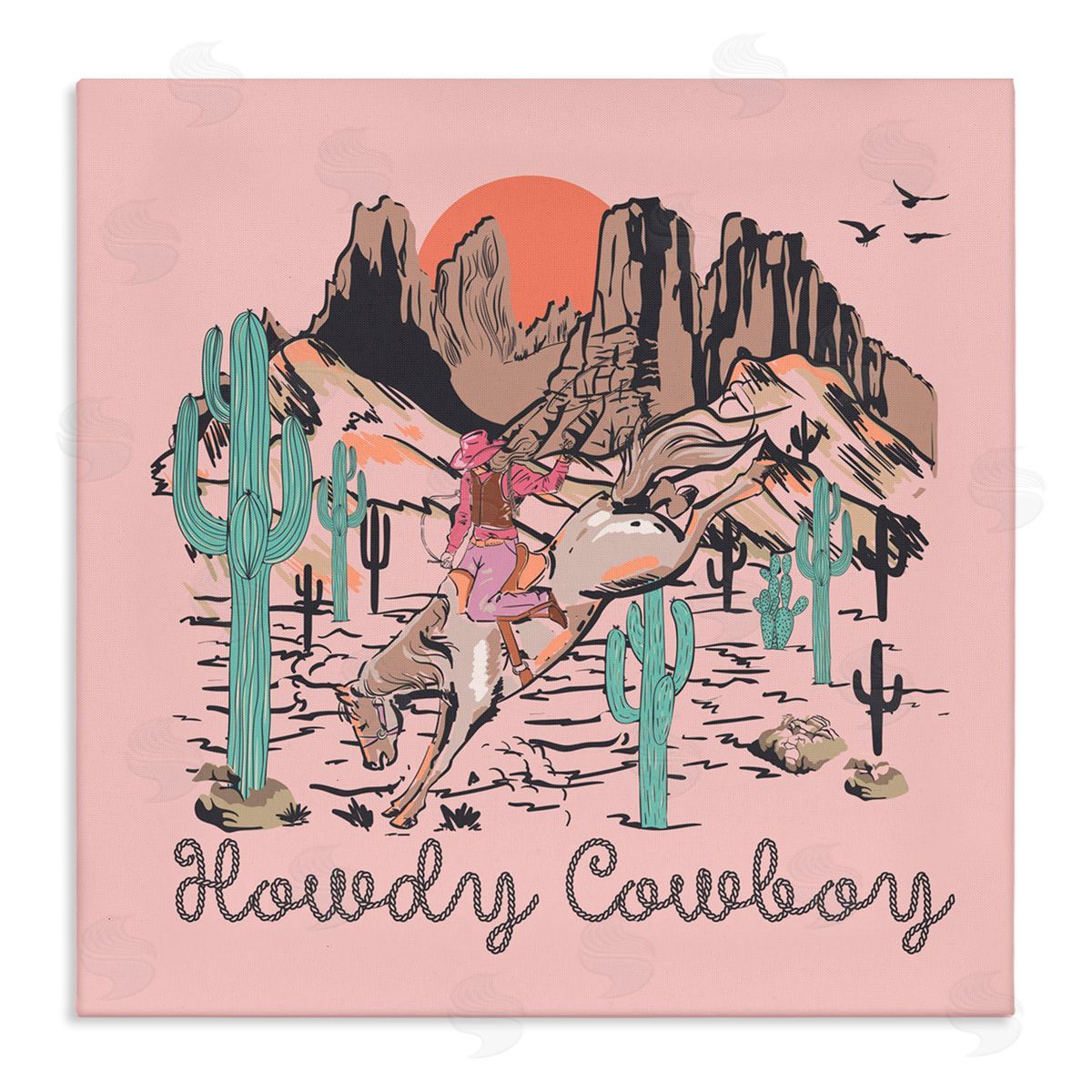 Jedco Brands, Inc. Howdy Cowboy Pink Canyon Canvas Wall Art Print