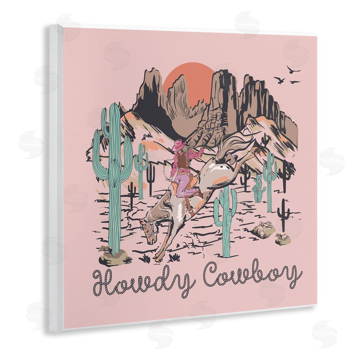 Jedco Brands, Inc. Howdy Cowboy Pink Canyon Canvas Wall Art Print
