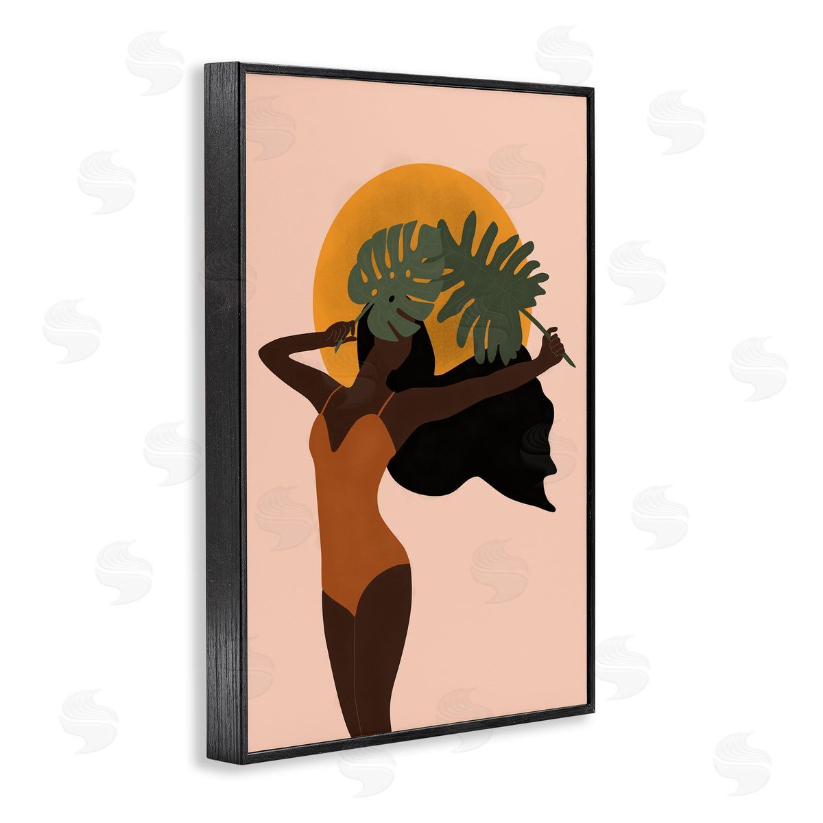 JJ Design House LLC Woman With Exotic Leaves Canvas Wall Art Print