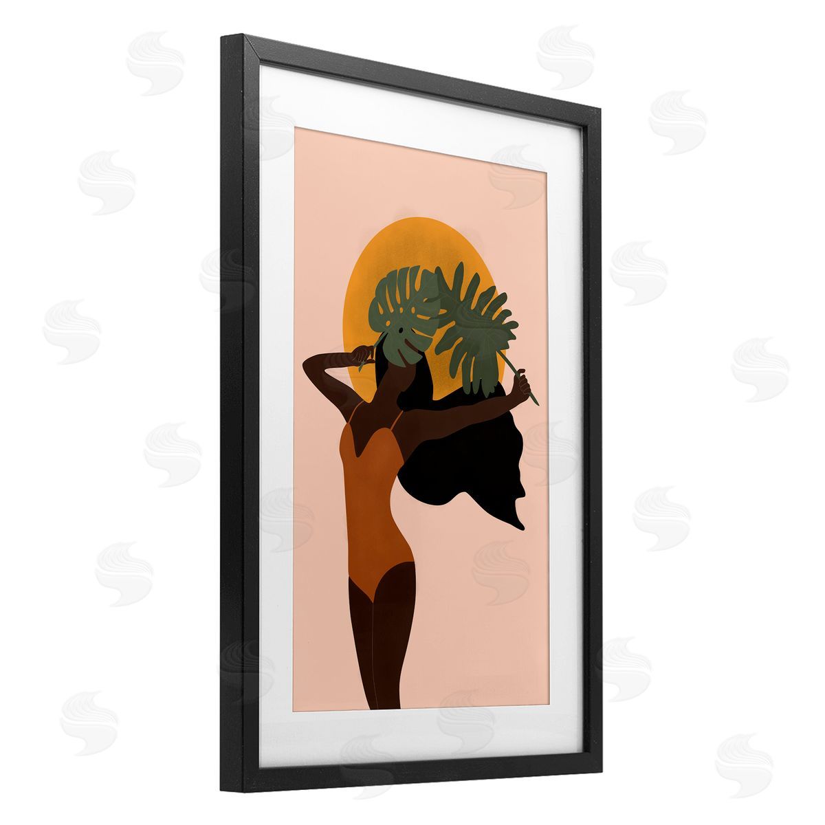 JJ Design House LLC Woman With Exotic Leaves Canvas Wall Art Print