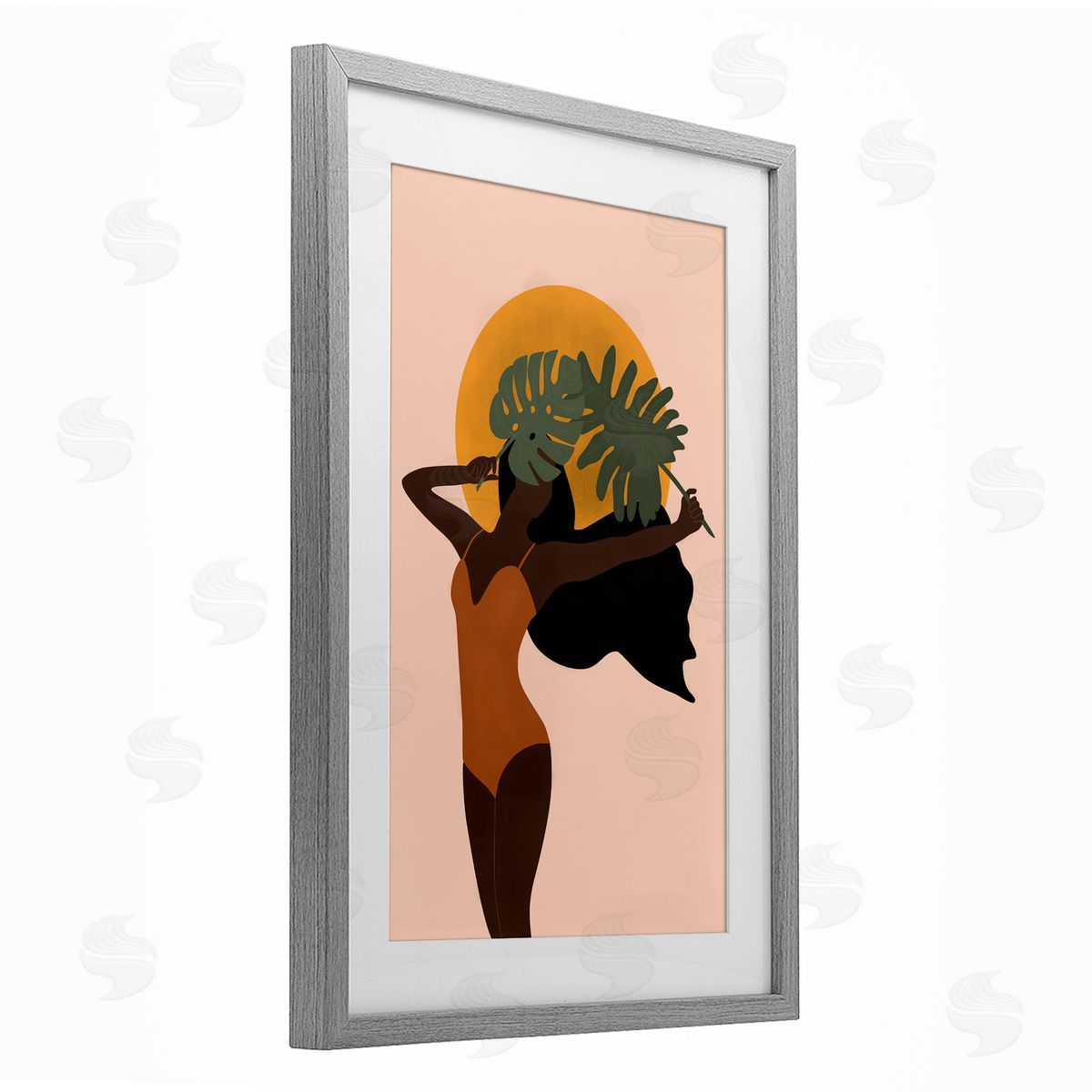 JJ Design House LLC Woman With Exotic Leaves Canvas Wall Art Print