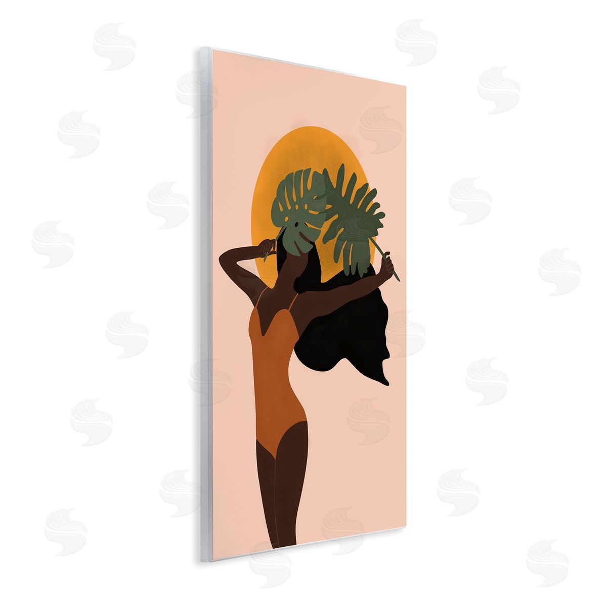 JJ Design House LLC Woman With Exotic Leaves Canvas Wall Art Print
