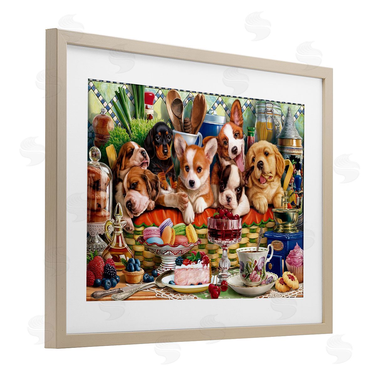 Image World Puppies In A Basket Canvas Wall Art Print
