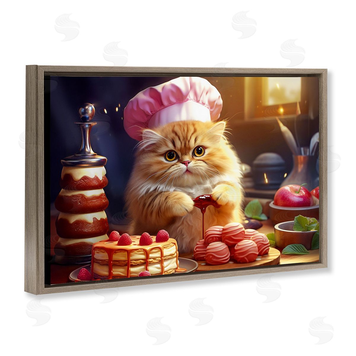 Image World Fluffy Baker Cat Canvas Wall Art Print