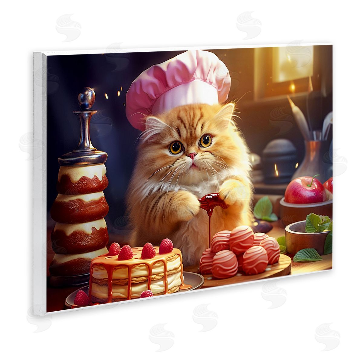 Image World Fluffy Baker Cat Canvas Wall Art Print