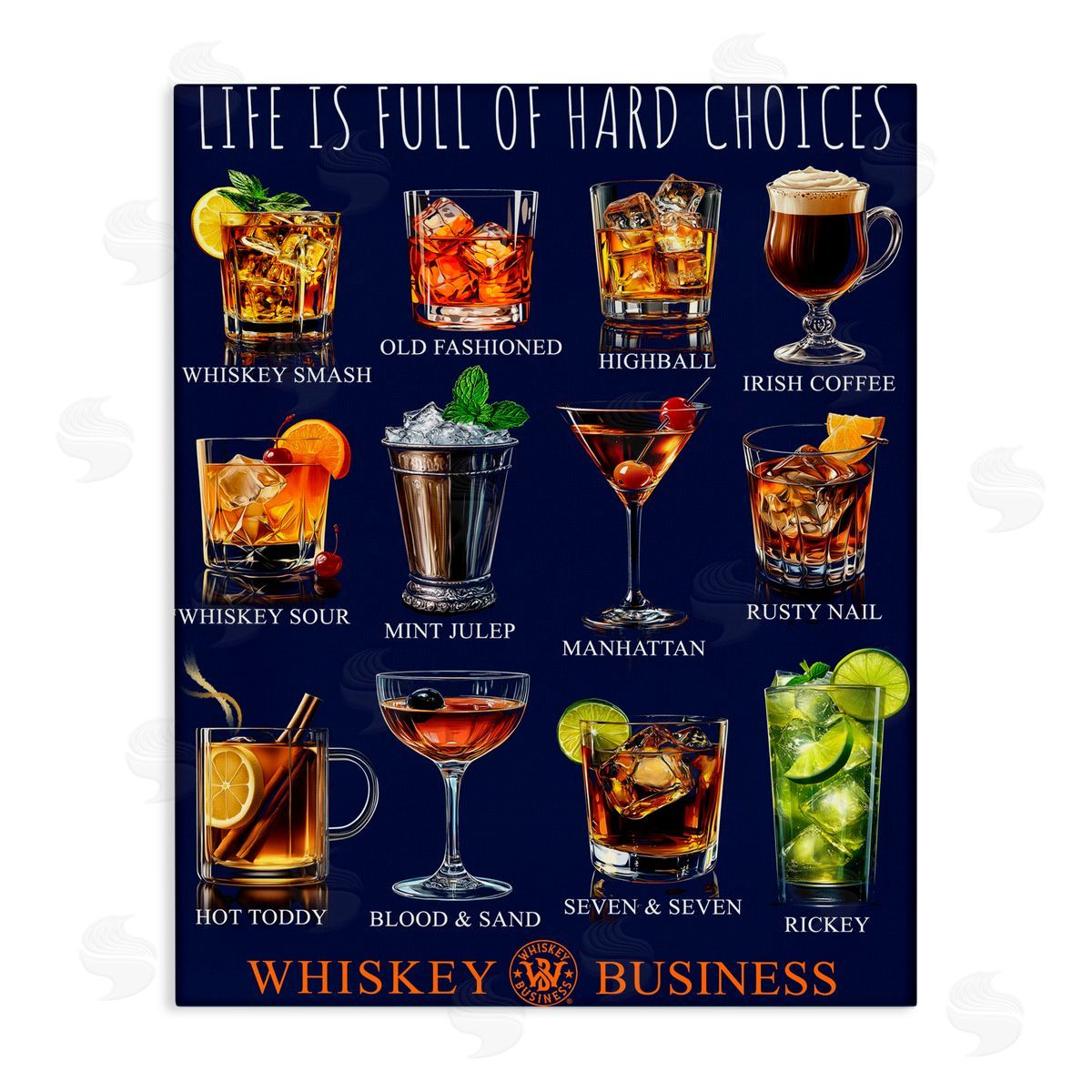 Jim Baldwin Whiskey Hard Choices Canvas Wall Art Print