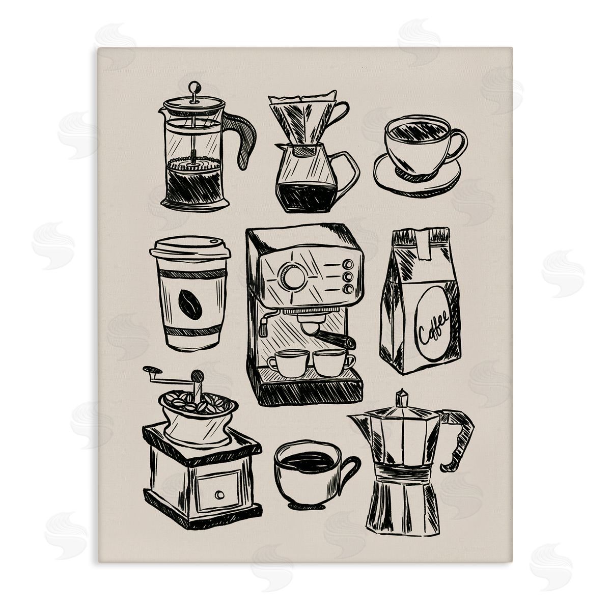 JJ Design House LLC Coffee Icons Various Brews Canvas Wall Art Print