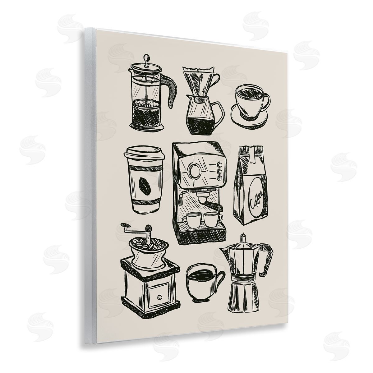 JJ Design House LLC Coffee Icons Various Brews Canvas Wall Art Print