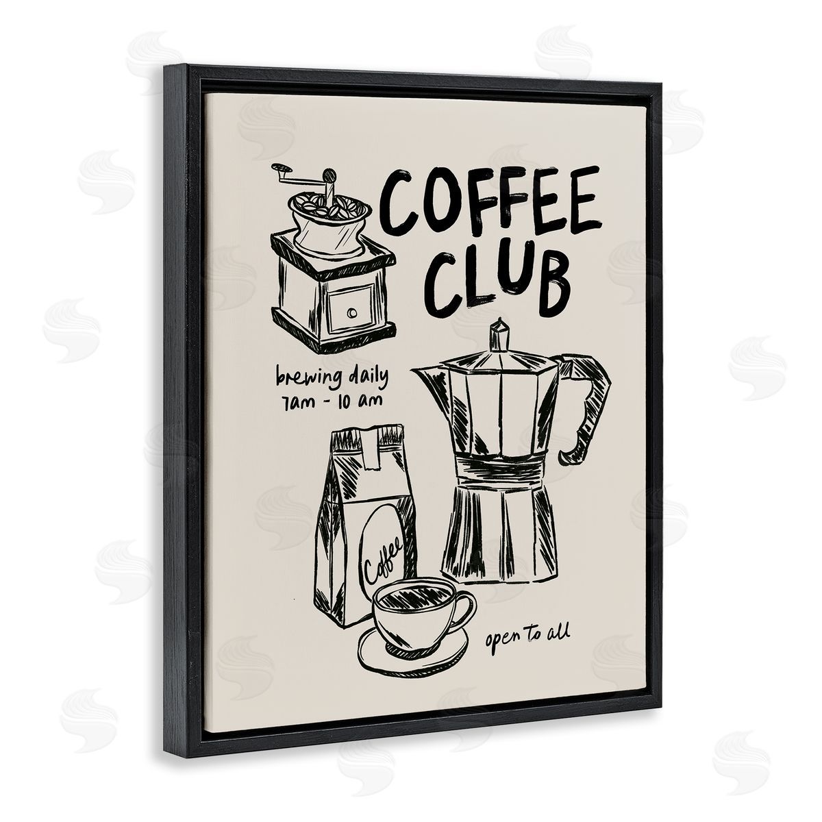 JJ Design House LLC Coffee Club Open To All Canvas Wall Art Print