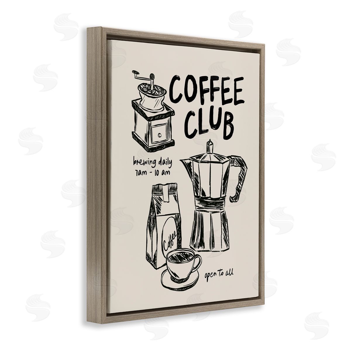JJ Design House LLC Coffee Club Open To All Canvas Wall Art Print