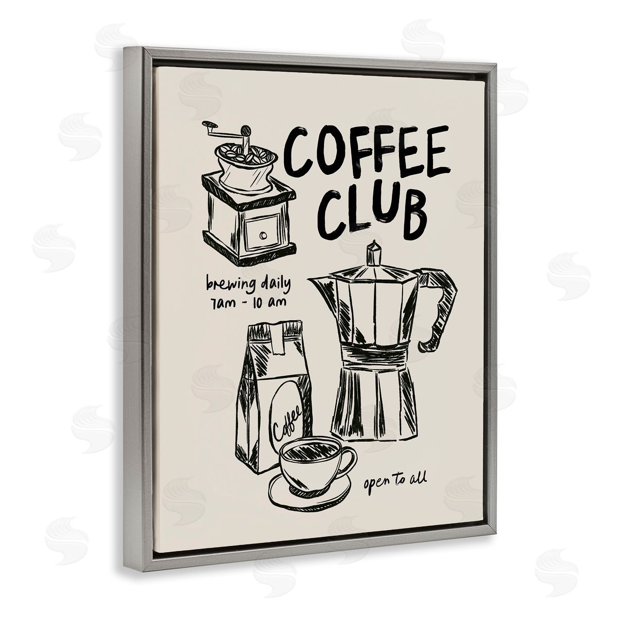 JJ Design House LLC Coffee Club Open To All Canvas Wall Art Print
