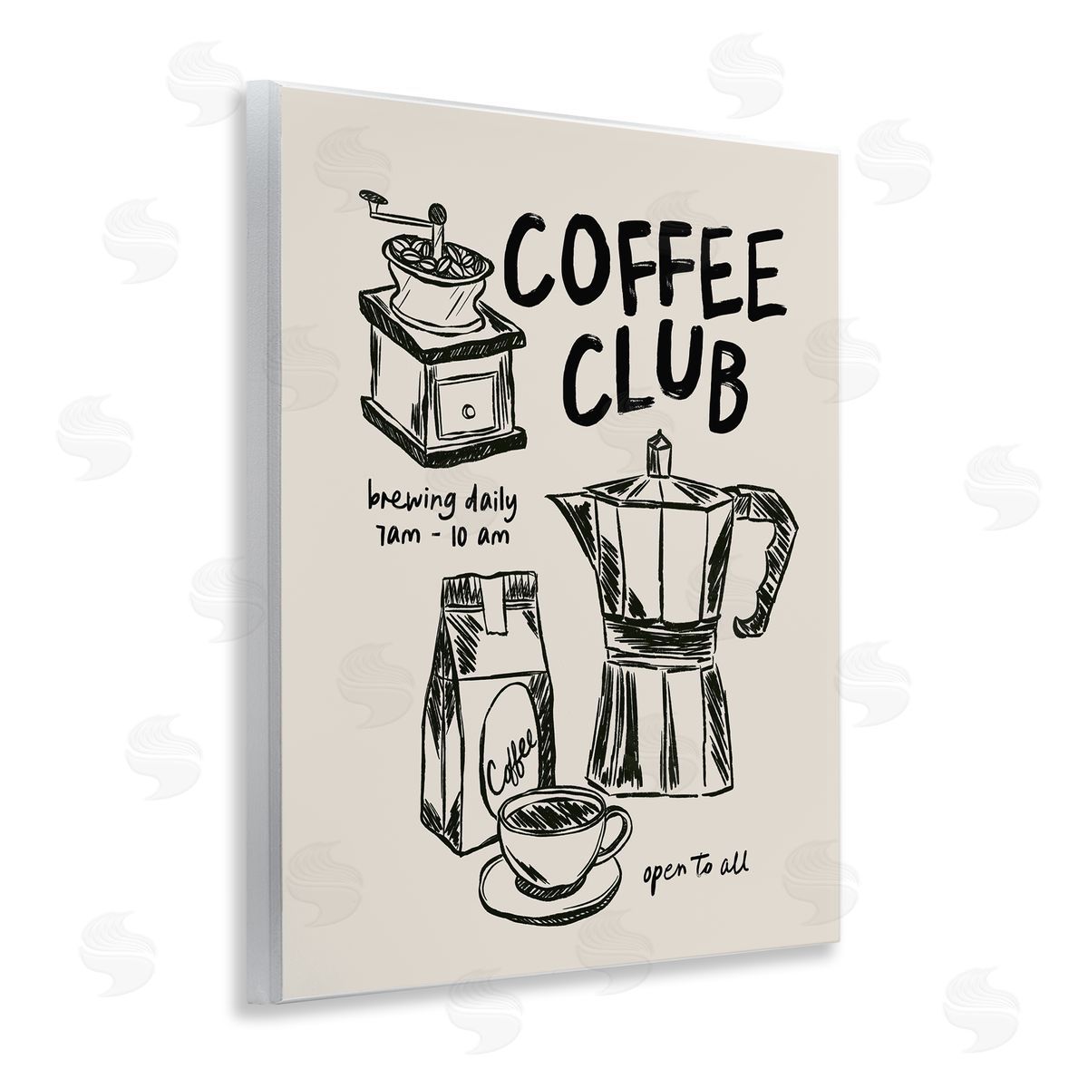 JJ Design House LLC Coffee Club Open To All Canvas Wall Art Print