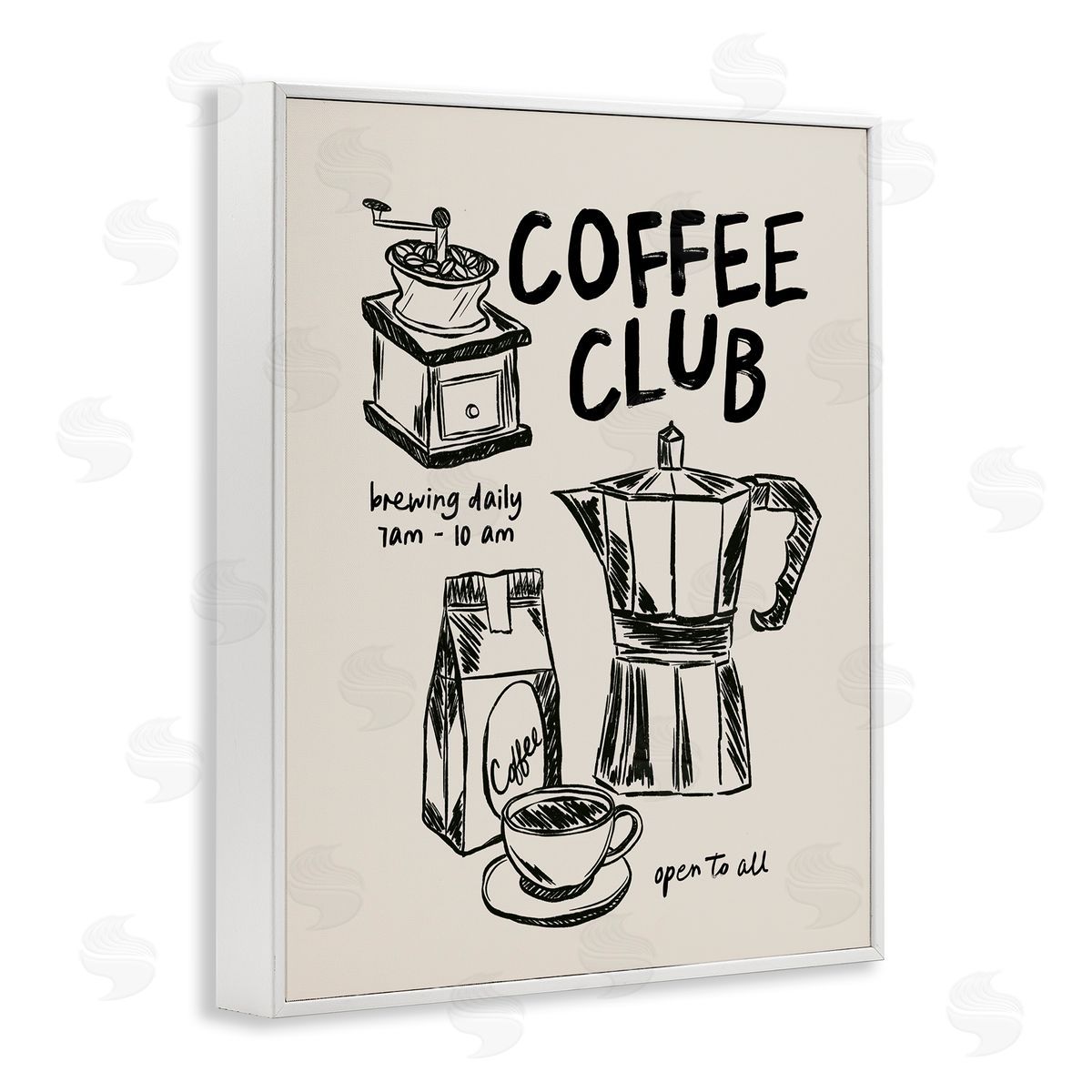 JJ Design House LLC Coffee Club Open To All Canvas Wall Art Print