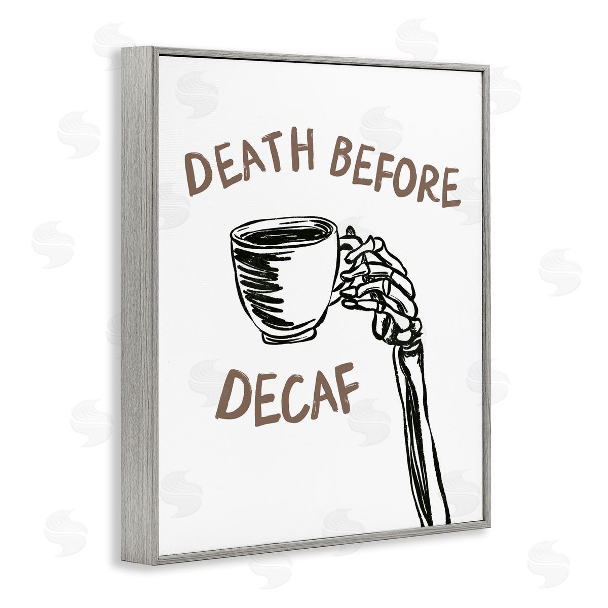 JJ Design House LLC Death Before Decaf Skeleton Canvas Wall Art Print