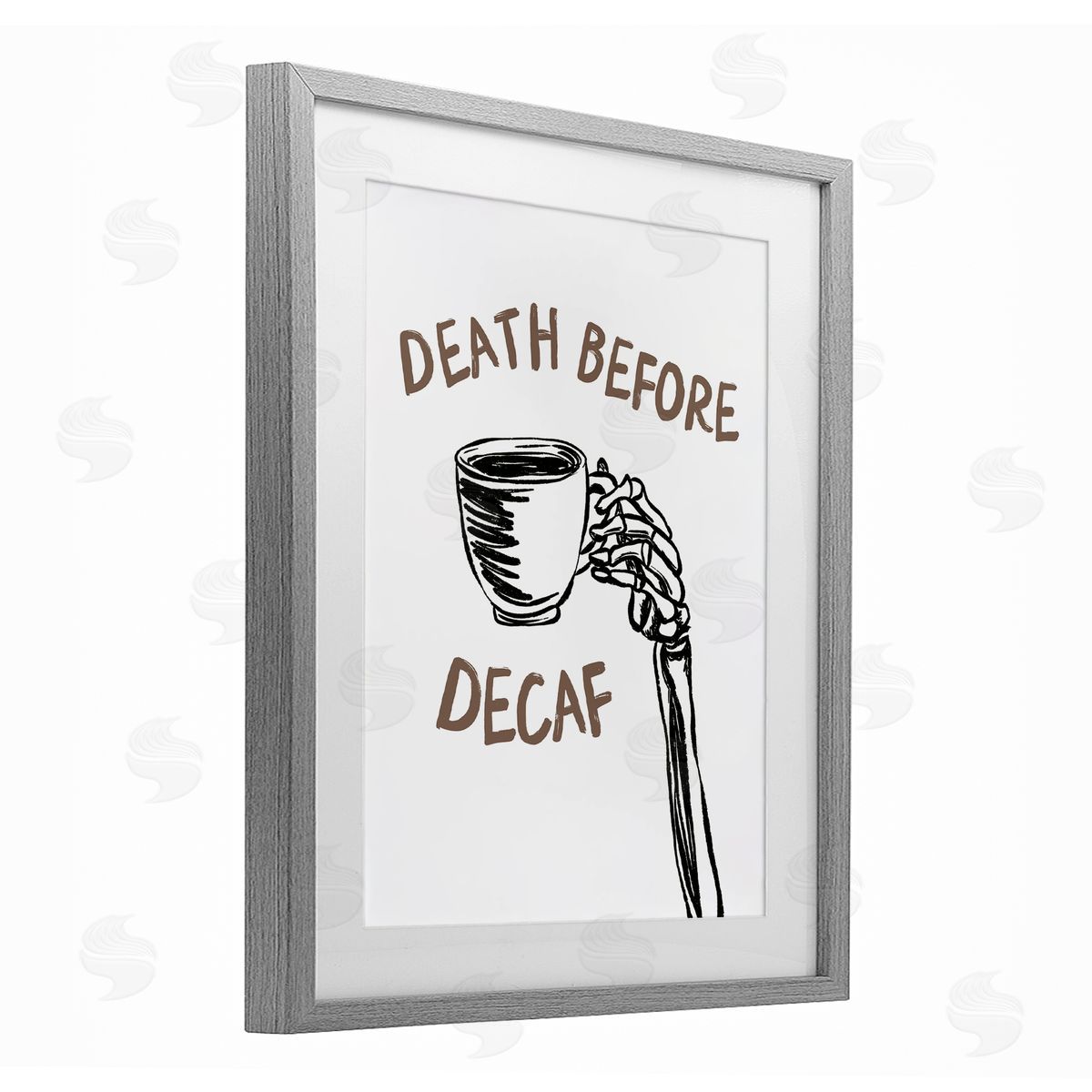 JJ Design House LLC Death Before Decaf Skeleton Canvas Wall Art Print